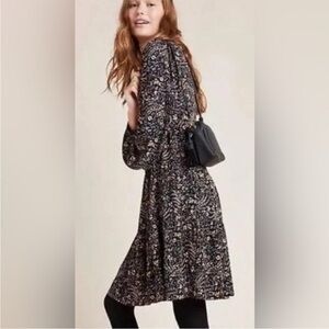 Maeve by Anthropologie Amber Tiered Peasant Dress Floral Fall Harvest Motif Long